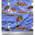 thumbnail image 1 of Soimoi Rayon Fabric Lighthouse,Bird & Tree Nature Print Sewing Fabric Yard 42 Inch Wide, 1 of 1