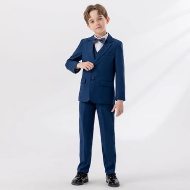 MKOSPLRT Boy's 5 Pieces Tuxedos Toddler Formal Suits Set Kids Slim Fit Suit for Weddings Blazer Vest Pant Suit Tuxedo Set with Shirt Ties