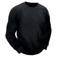 thumbnail image 2 of vdgthytj Plush Sweatshirt for Men Fall Comfy Warm Long Sleeve Crewneck Pullover Thick Padded Solid Color Tops, 2 of 7