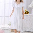 thumbnail image 2 of Vêtements de Nuit pour Enfants en Bas Âge Robe Douce Chemises de Nuit Grande Épaule en Dentelle Col Rond Maxi Vêtements de Nuit une Pièce Ensemble de Vêtements pour Bébé 110, 2 of 7