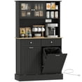 thumbnail image 1 of HOMCOM Kitchen Pantry Cabinet, Storage Cabinet w/ Charging Station, Black, 1 of 10