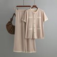 thumbnail image 2 of Ensembles Assortis de Détente pour Femmes, T-Shirts à Manches Courtes à Col Rond, Pantalons Amples à Jambes Larges, Pyjamas, Ensembles de PJs, Vêtements d'Été pour Femmes, 2 of 4