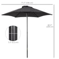 thumbnail image 3 of Outsunny Parasol de Patio 6,6 Pi, Parasol d'Extérieur avec 6 Baleines Solides, Noir, 3 of 10