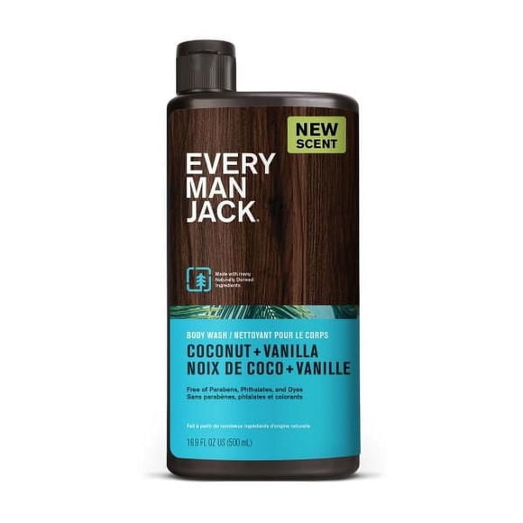 Every Man Jack Nettoyant corporel hydratant à la noix de coco et à la vanille pour hommes, d'origine naturelle