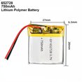 thumbnail image 1 of Batterie Li-Ion 3,7 V 750 mAh, Batterie Rechargeable au Lithium Polymère 652728, 1 of 6