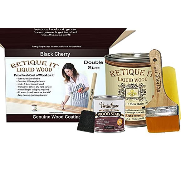 Retique It Bois Liquide - Quart de Bois Clair avec Teinture Cerise Noire - Peinture en Fibre de Bois Teignable - Mettez une Nouvelle Couche de Bois (32oz LW, Cerise Noire)