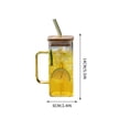 thumbnail image 3 of Qonioi Glass Cup with Lid and Straw, 400ml Square Drinking Glass, Iced Coffee Tumblers, Beer Mug, Juice Cup with Colorful Handle, 3 of 7