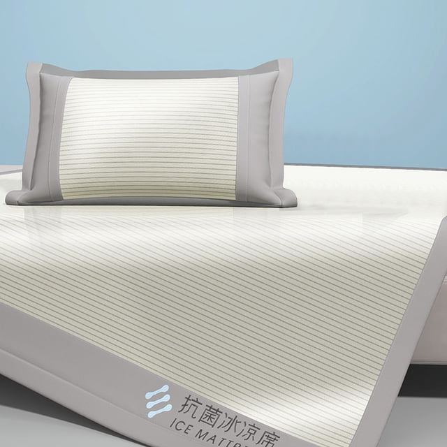 Cooling Rattan Summer Sleeping Mat | Foldable Polyester Mattress Pad with Pillowcase | Breathable Non-Slip Smooth Surface | Twin Size 47.24x78.74in | Brown Gray Blue Green Pink | Heat Dissipation