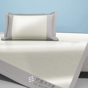 YYV Foldable Ice Silk Summer Sleeping Mat Two-Piece 35.4x78.7 in Cooling Rattan Pad Breathable Thin Mattress Cover With Fitted Sheet And Pillowcase For Dorm