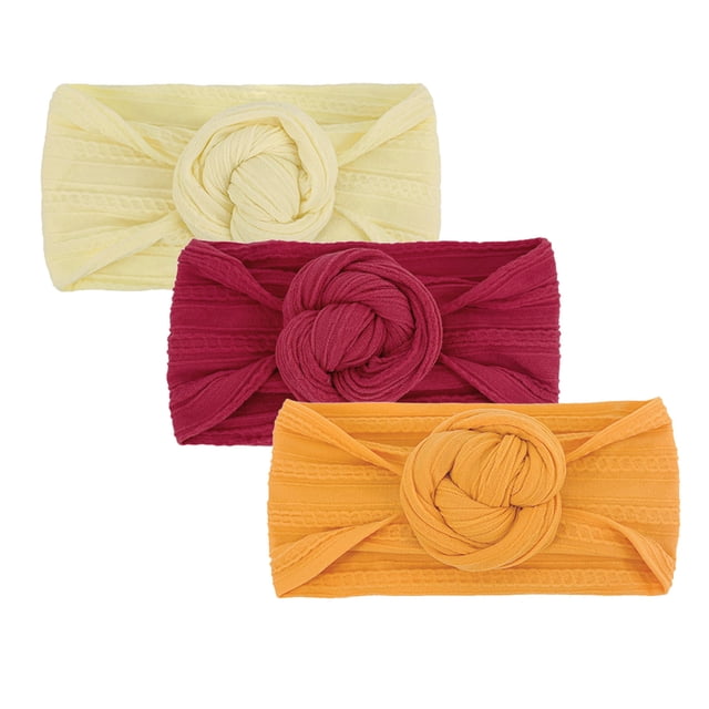 MIASHUI 3 Pack Stretchy Soft Knot Baby Girl Headbands with Hair Bows Head Wrap