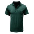 thumbnail image 1 of Dvkptbk Homme Manches Courtes Uni Décontracté Mode Col Rabattu Chandail Boutons T-Shirt Blouse, 1 of 4