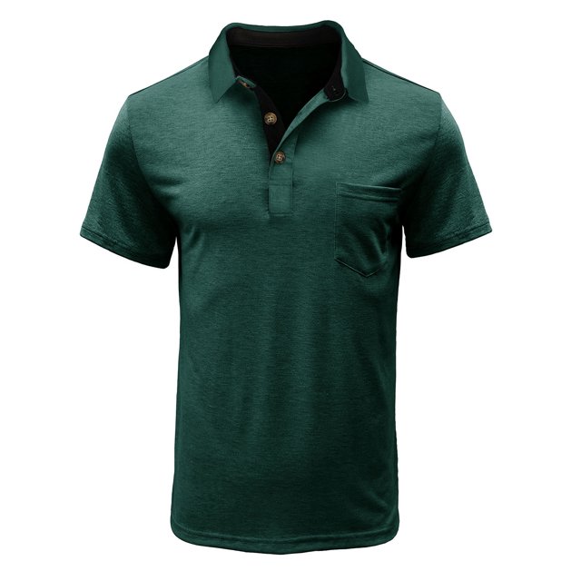 Dvkptbk Homme Manches Courtes Uni Décontracté Mode Col Rabattu Chandail Boutons T-Shirt Blouse