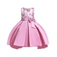 thumbnail image 1 of Robes d'Anniversaire pour Filles, Petites Filles, Couleur Unie, Broderie de Perles, Nœud, Robe de Fête d'Anniversaire à Fleurs, Robes pour Enfants, 1 of 9
