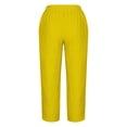 thumbnail image 5 of RXIRUCGD Capris d'Été pour Femmes, Confortables, Amples, à Jambes Larges, Mode, Couleur Unie, Jaune, Taille : 3TG, 5 of 5