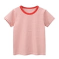 thumbnail image 1 of PMVFHDE Liquidation T-Shirts Garçons T-Shirts Graphiques Tout-Petits Enfants Bébés Garçons Filles Rayé Manches Courtes Col Rond T-Shirts Hauts Tee Vêtements pour Enfants, Rouge, 2-3 Ans, 1 of 2