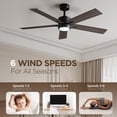 thumbnail image 4 of Vagizm Ceiling Fan with Light Remote: 52 inch Modern Bedroom Fans with Dimmable Tri-Color Temperature LED - Quiet Reversible DC Motor - Indoor Outdoor Paito Use, 4 of 7