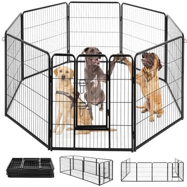 BestPet Pet Playpen, 8-Panel Folding Dog Exercise Pen, Indoor/Outdoor Metal Puppy Fence, 40-Inch, Black