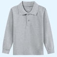 thumbnail image 2 of zbxnLI Girls Boys School Uniform Long Sleeve Golf Shirts Button Closure Collared Tops 2-15 Years, 2 of 3