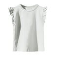 thumbnail image 1 of Girls Summer Flutter Sleeve Ruffle Collar Shirts Slim Fit Casual Tank Tops White 3-4 Years, 1 of 4