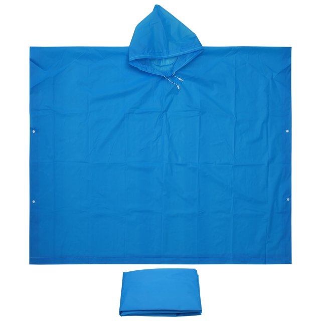 Unique Bargains Ponchos de Pluie, Ensemble de 2 Imperméables avec Capuchon, Manteaux de Pluie en EVA Réutilisables pour le Camping en Plein Air, Bleu