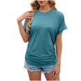 thumbnail image 1 of Timegard Tops for Women Short Sleeve Crew Neck Button Side Ruched Comfy Casual Loose Shirts Top Blouse, 1 of 4