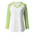 thumbnail image 4 of FAIWAD Women’s Color Block Tunic Top Long Sleeve Patchwork V Neck Plus Size Pullover Top, 4 of 4