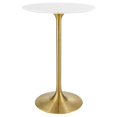 thumbnail image 1 of Pemberly Row 28" Round Metal & Wood Bar Table in Gold and White, 1 of 7