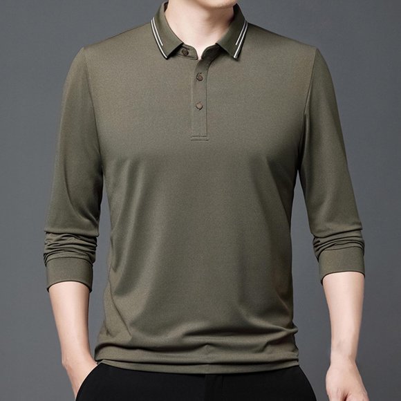 Mens Shirts Sale Clearance! Men's Autumn Business Casual Long Sleeve Polos Shirt
