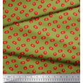 thumbnail image 3 of Soimoi Green polyester Crepe Fabric Tomato Vegetable Print Sewing Fabric Yard 42 Inch Wide, 3 of 3