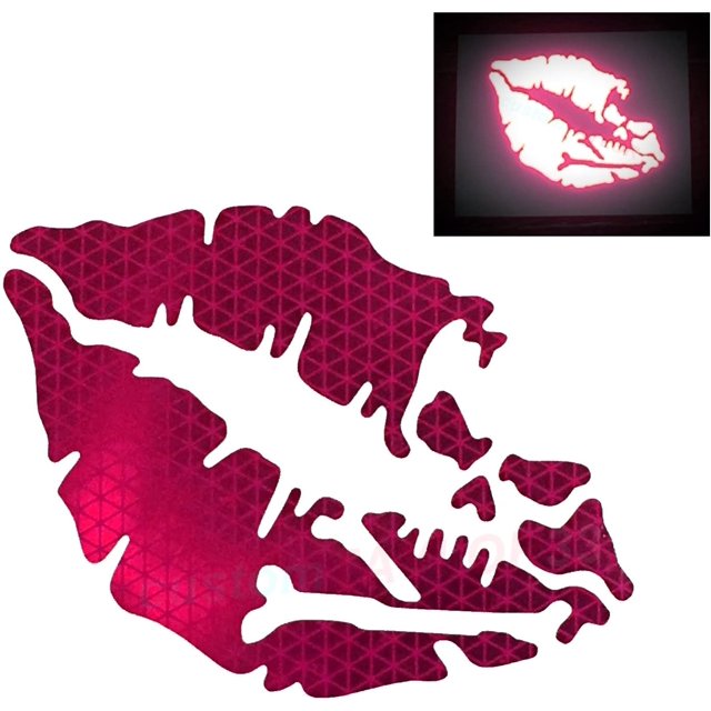 ORUYROP High Intensity Reflective Vinyl Death Kiss Skull Crossbones Lips Decal Bumper Sticker-Cars, Motorcycles, Helmets, Wind Screens, laptops (18 inches Wide, Special Edition Hot Pink)