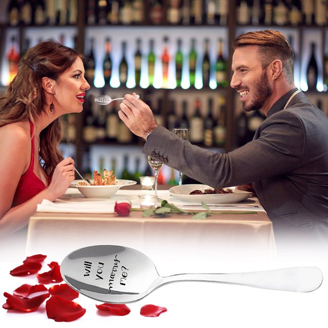 Ynlkorvg Tableware Wedding Gifts Valentine's Day Stainless Steel Long Handle Spoon Spoon Tableware Spoon Personalized Gift Spoo