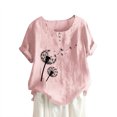 thumbnail image 1 of Birdeem Mode Femme Col Rond Manches Courtes Blouse T-Shirt Imprimé Hauts Amples, 1 of 1