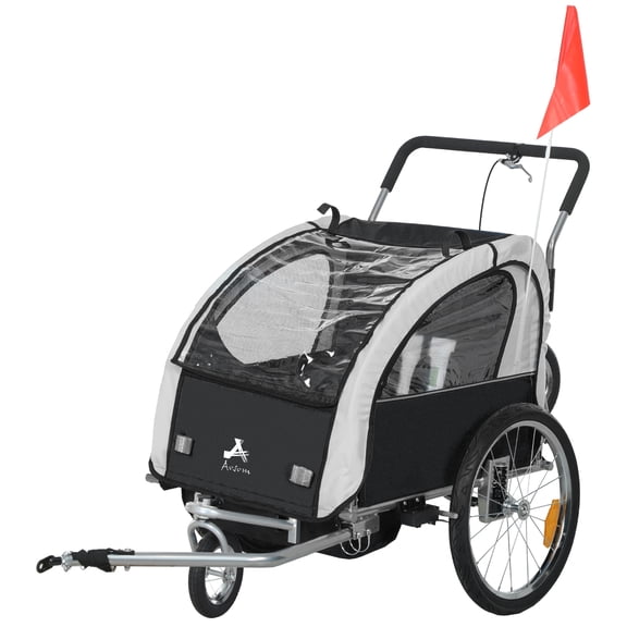 Aosom 2-in-1 Bike Trailer for Kids, Foldable Baby Stroller Carrier, Black