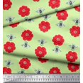thumbnail image 3 of Soimoi Rayon Fabric Floral & Bee Insects Printed Craft Fabric by The Yard 56 Inch Wide, 3 of 3