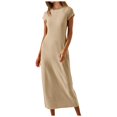 thumbnail image 1 of Robe T-Shirt Maxi à Manches Courtes d'Été 2024 pour Femme - Col Rond Décontracté, Matière Polyester, Tailles P-L, Parfaite pour la Plage/les Vacances, 1 of 8