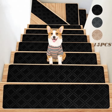 LSLJS Stair Treads for Wooden Steps, 15 Pcs Soft Stair Treads, 8 x 30 Inch Reusable Carpet Stair Treads, Washable Stair Runners for Wooden Steps Non Slip Stair Rugs