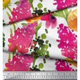 thumbnail image 2 of Soimoi White Modal Satin Fabric Leaves & Floral Decor Fabric Printed BTY 42 Inch Wide, 2 of 3
