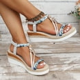 thumbnail image 4 of Sandales à Plateforme Bohèmes pour Femmes, Robe, Plage, Décontractées, Espadrilles en Lin, Talon Compensé Épais, Slingback, Été, 4 of 6