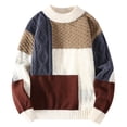 thumbnail image 3 of Xcmzpl Oversized Sweaters for Men Twist Textured Fisherman Sweater Crew Neck Long Sleeve Knit Pullover Big and Tall Color Block Sweaters, 3 of 10