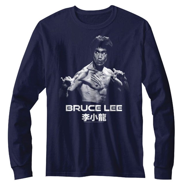 Bruce Lee Ready Navy Long Sleeve T-Shirt