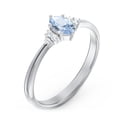 thumbnail image 3 of Birthstone Oval Ring with Shoulder Accents - Aquamarine (March), 3 of 5