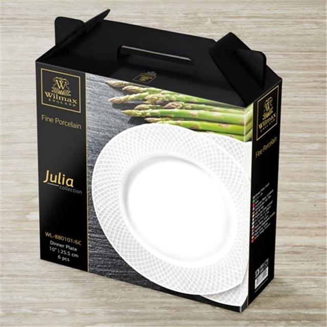 Wilmax 880101 Ensemble de 6 Assiettes de Souper de 10 Po, Blanc - Lot de 4