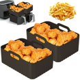 thumbnail image 1 of Qenwkxz 2PCS Dual Air Fryer Silicone Pots Rectangle Air Fryer Liner Baskets for Ninja Foodi DZ201 DZ401 8 to 10 QT Easy Cleaning Food Safe Air Fryer Accessories, 1 of 11