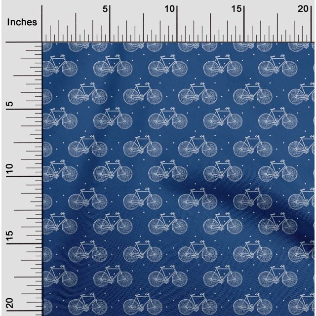 oneOone Polyester Lycra Fabric Dot & Bicycle Block Print Sewing Fabric BTY 56 Inch Wide