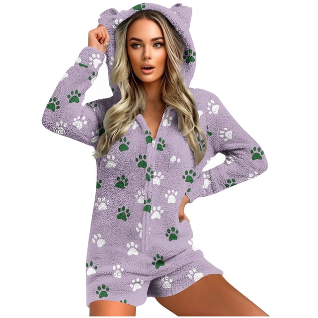 Vêtements pour Femmes - Combinaison à Capuche Chaude pour la Maison et les Tenues Décontractées