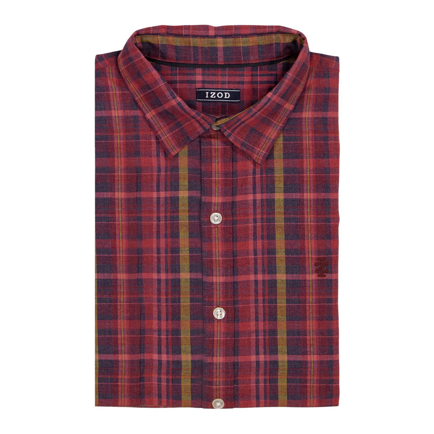 Izod Men's Madras Short Sleeve Shirt, Sizes S-XXL