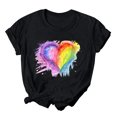thumbnail image 1 of Pisexur Hauts pour Femmes T-Shirts LGBT Pride Mode Coloré Teinture sur Nœuds Cœur T-Shirt Graphique Hauts Décontractés Col Rond Manches Courtes Blouses Amples T-Shirts Inspirants Amour et Égalité T-Shirts Été Confortables Basiques, 1 of 3