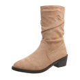 thumbnail image 1 of WEAIXIMIUNG Bottes-Chaussettes Femme Bottes Mode Automne et Hiver en Suède Mi-Mollet Bottes Confortables au Tempérament, 1 of 6