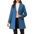 thumbnail image 1 of INSPIRE CHIC Manteau Trench Long pour Femme, Mignon, Col Rabattu, Simple Boutonnage, Ceinturé, S Bleu Foncé Gris, 1 of 6