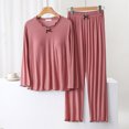 thumbnail image 1 of Blouses pour Femmes Blouse Unie Décontractée Mode Col Rond Manches Longues Vêtements de Nuit Ensembles, 1 of 1